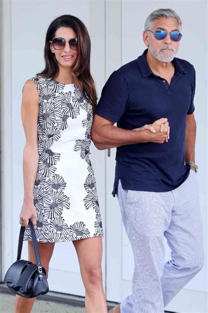 Amal Clooney Rocks A Blue Dress In Italy For Date Night: Photos – Hollywood Life