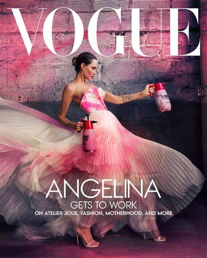 Angelina Jolie Wore a Pink Spray-Painted Dress On The Cover of ‘Vogue’ – Hollywood Life