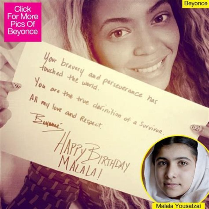 Beyonce Posts Heartwarming Message For Malala Yousafzai’s 16th Birthday