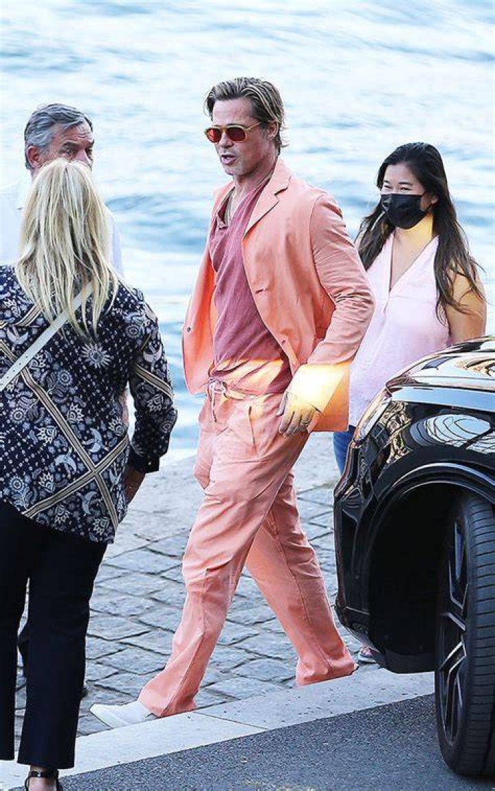 Brad Pitt Wears Orange Suit In Paris: Photos – Hollywood Life