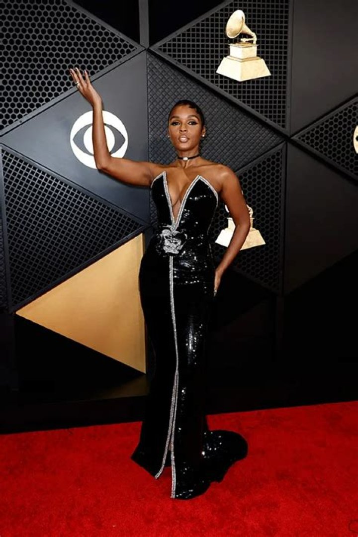 Janelle Monae Sizzles in Plunging Black Sequined Gown at the 2024 Grammy Awards: Photos