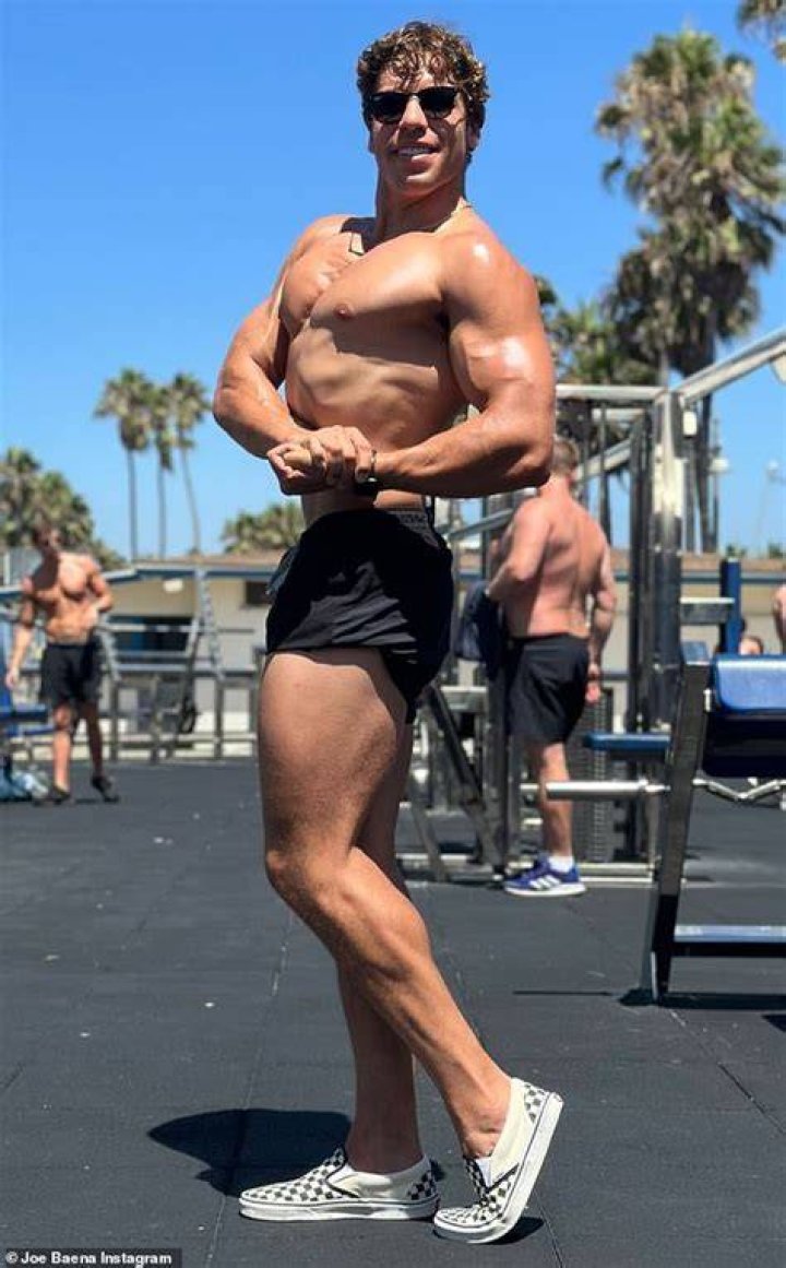 Joseph Baena, 23, Channels Dad Arnold Schwarzenegger As He Flexes His Arm Muscles Shirtless