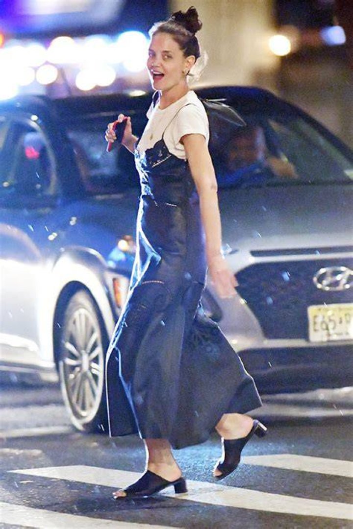 Katie Holmes Rocks Black Slip Dress & T-Shirt In NYC: Photos – Hollywood Life