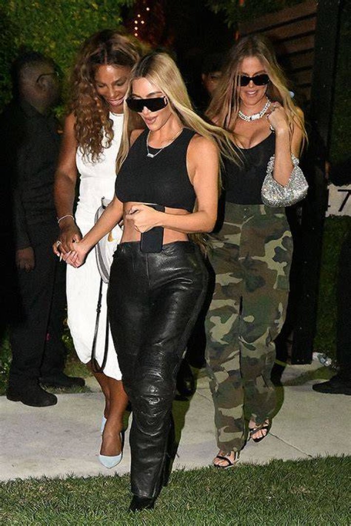 Kim Kardashian Slays In Leather Crop Top & Pants After Khloe’s Birthday Party