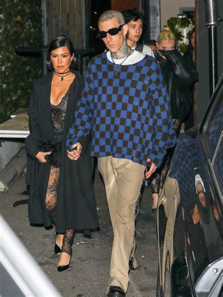 Kourtney Kardashian & Alabama Barker Match In Lacy Sheer Jumpsuits For Family Outing