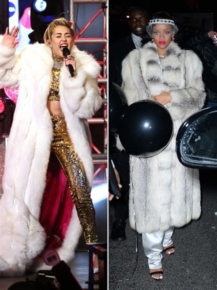 Miley Cyrus’ Fur Coat V. Rihanna’s Fur Coat — It’s A Fierce NYE Face Off – Hollywood Life