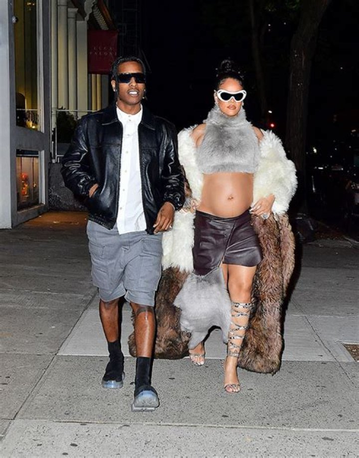 Pregnant Rihanna Rocks Fur Crop Top & Brown Mini Skirt With A$AP Rocky On NYC Date Night: Photos