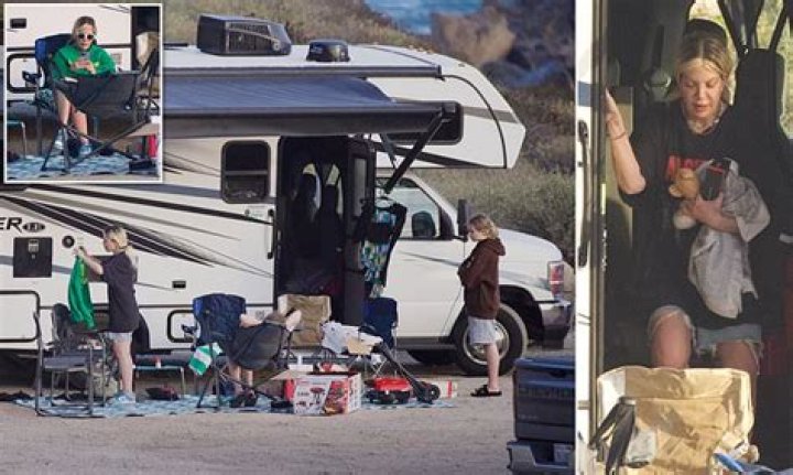 Tori Spelling Takes Her 5 Kids To The Beach As They Live In RV After Dean McDermott Split